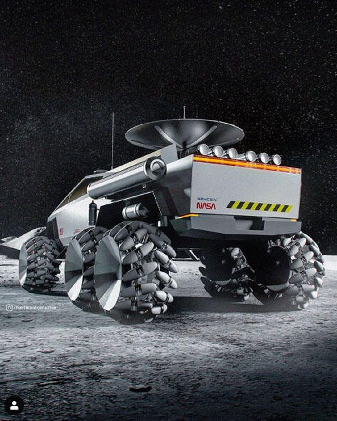 特斯拉Cyber​​truck作为SpaceX NASA月球车看起来很疯狂