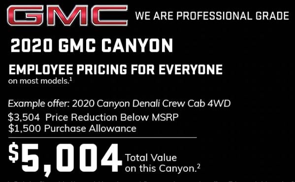 2020年8月，GMC Canyon折扣使卡车价格下降5,000美元
